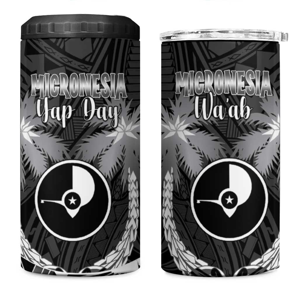 FSM Yap Day 4 in 1 Can Cooler Tumbler 2025 Wa'ab Micronesia Black Color