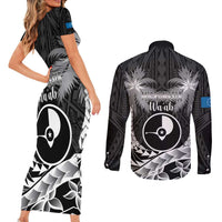 FSM Yap Day Couples Matching Short Sleeve Bodycon Dress and Long Sleeve Button Shirt 2025 Wa'ab Micronesia Black Color