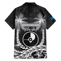 FSM Yap Day Family Matching Off The Shoulder Long Sleeve Dress and Hawaiian Shirt 2025 Wa'ab Micronesia Black Color