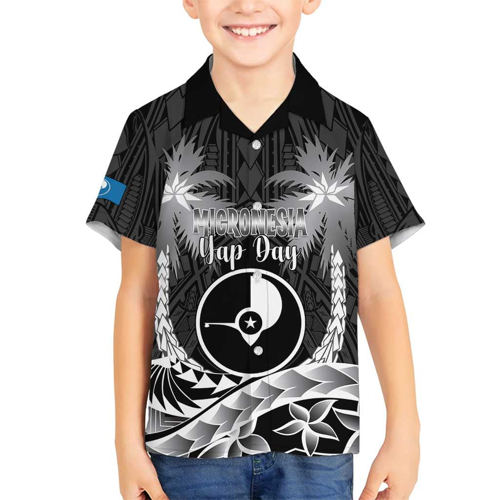 FSM Yap Day Family Matching Off Shoulder Maxi Dress and Hawaiian Shirt 2025 Wa'ab Micronesia Black Color
