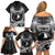 FSM Yap Day Family Matching Off Shoulder Short Dress and Hawaiian Shirt 2025 Wa'ab Micronesia Black Color