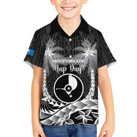 FSM Yap Day Family Matching Summer Maxi Dress and Hawaiian Shirt 2025 Wa'ab Micronesia Black Color