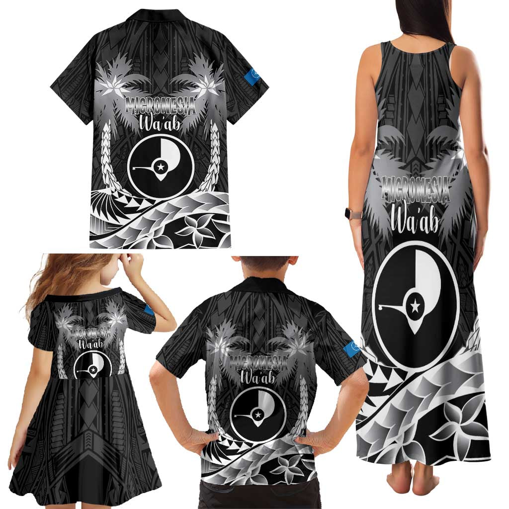FSM Yap Day Family Matching Tank Maxi Dress and Hawaiian Shirt 2025 Wa'ab Micronesia Black Color