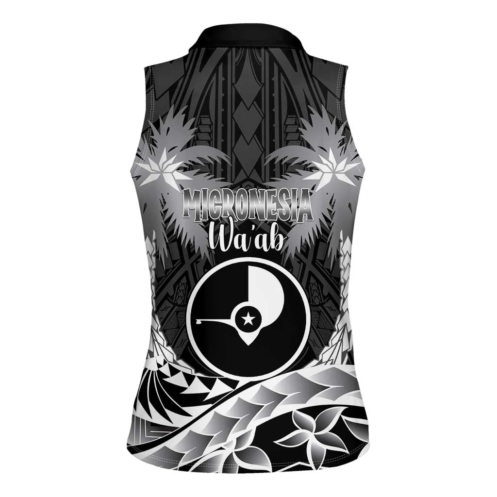 FSM Yap Day Women Sleeveless Polo Shirt 2025 Wa'ab Micronesia Black Color