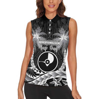 FSM Yap Day Women Sleeveless Polo Shirt 2025 Wa'ab Micronesia Black Color