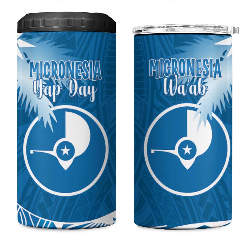 FSM Yap Day 4 in 1 Can Cooler Tumbler 2025 Wa'ab Micronesia Flag Color