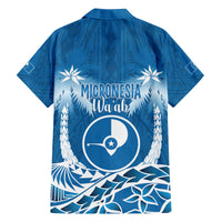 FSM Yap Day Family Matching Off The Shoulder Long Sleeve Dress and Hawaiian Shirt 2025 Wa'ab Micronesia Flag Color