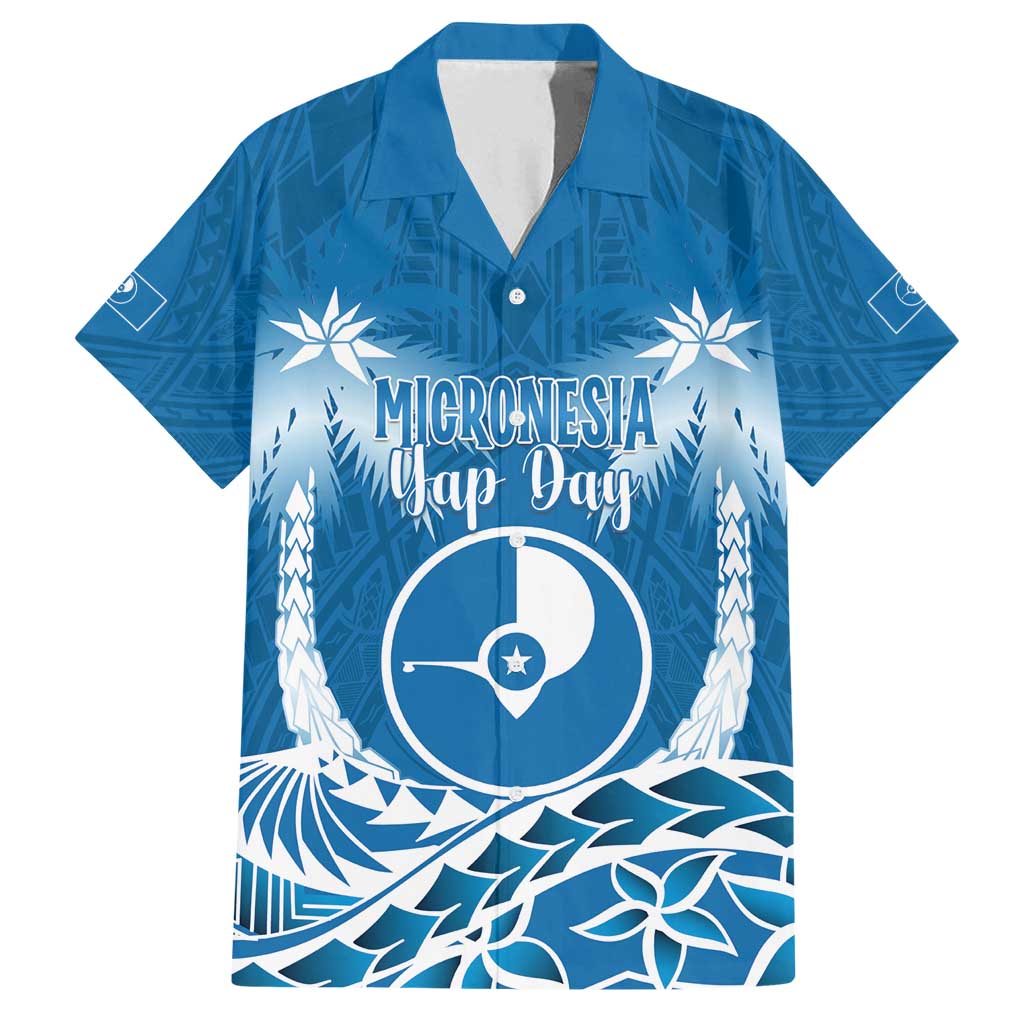 FSM Yap Day Family Matching Off Shoulder Maxi Dress and Hawaiian Shirt 2025 Wa'ab Micronesia Flag Color