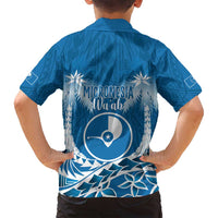 FSM Yap Day Family Matching Summer Maxi Dress and Hawaiian Shirt 2025 Wa'ab Micronesia Flag Color