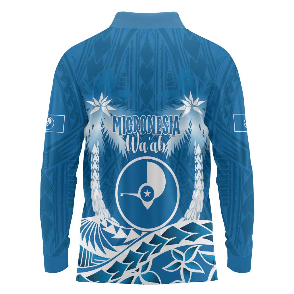 FSM Yap Day Long Sleeve Polo Shirt 2025 Wa'ab Micronesia Flag Color