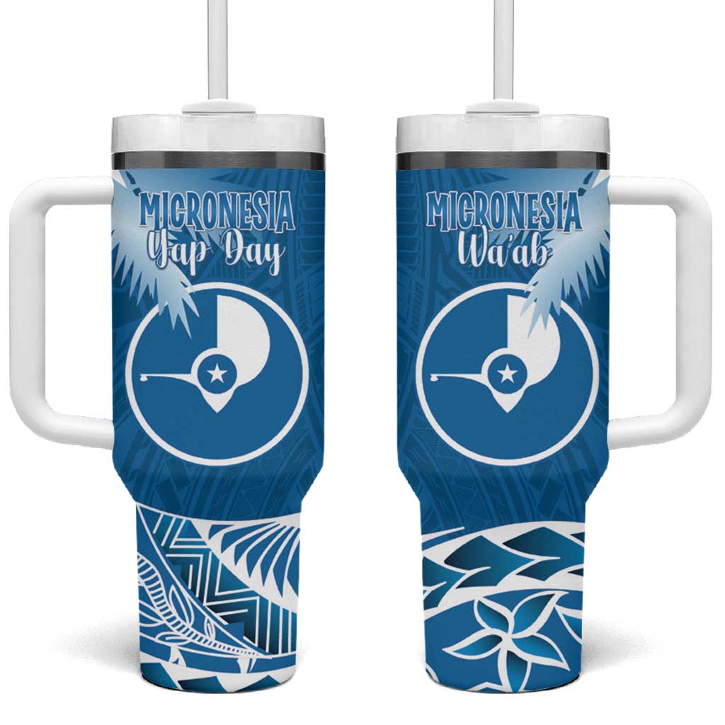 FSM Yap Day Tumbler With Handle 2025 Wa'ab Micronesia Flag Color