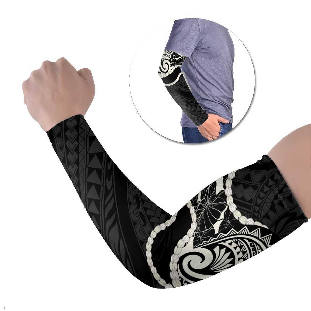 Aloha Hawaii Kalo Pikake Lei Arm Sleeves Chest Tattoo Black Hawaiian Pattern LT14 Set of 2 Black - Polynesian Pride
