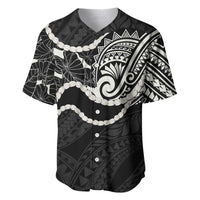 Aloha Hawaii Kalo Pikake Lei Baseball Jersey Chest Tattoo Black Hawaiian Pattern LT14 Black - Polynesian Pride