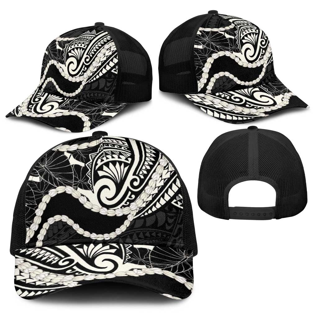 Aloha Hawaii Kalo Pikake Lei Baseball Net Cap Chest Tattoo Black Hawaiian Pattern LT14 - Polynesian Pride