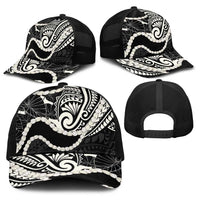 Aloha Hawaii Kalo Pikake Lei Baseball Net Cap Chest Tattoo Black Hawaiian Pattern LT14 - Polynesian Pride