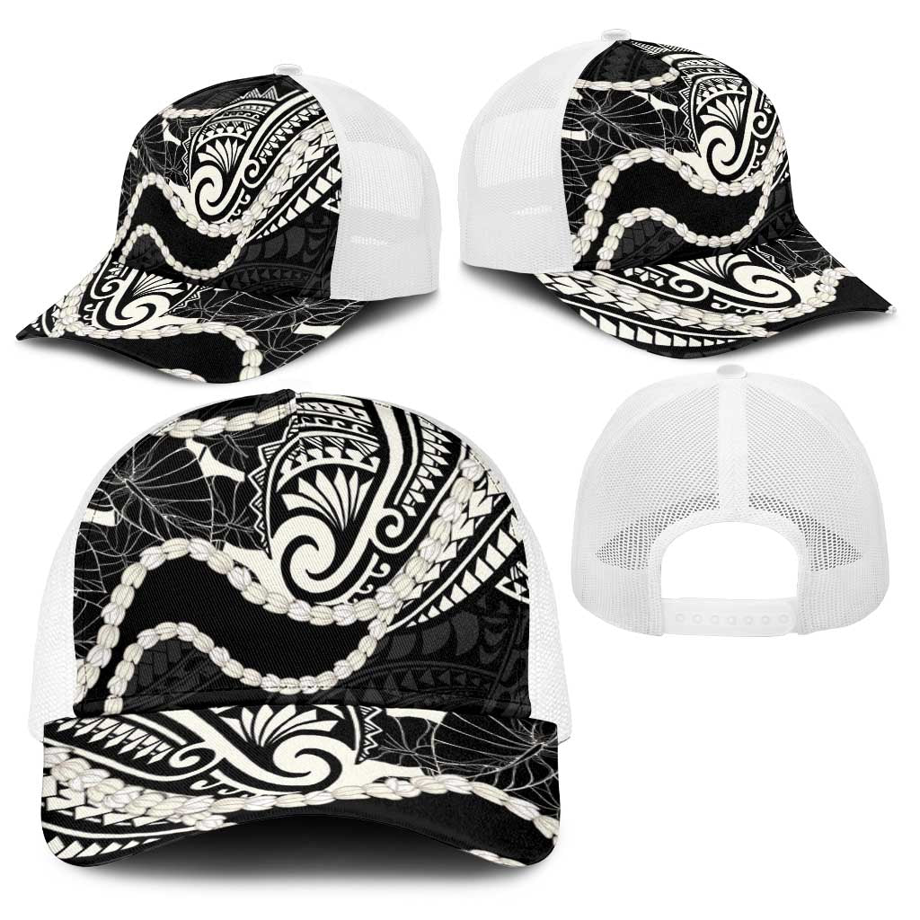 Aloha Hawaii Kalo Pikake Lei Baseball Net Cap Chest Tattoo Black Hawaiian Pattern LT14 - Polynesian Pride