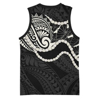 Aloha Hawaii Kalo Pikake Lei Basketball Jersey Chest Tattoo Black Hawaiian Pattern LT14 - Polynesian Pride