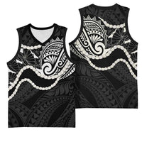 Aloha Hawaii Kalo Pikake Lei Basketball Jersey Chest Tattoo Black Hawaiian Pattern LT14 - Polynesian Pride