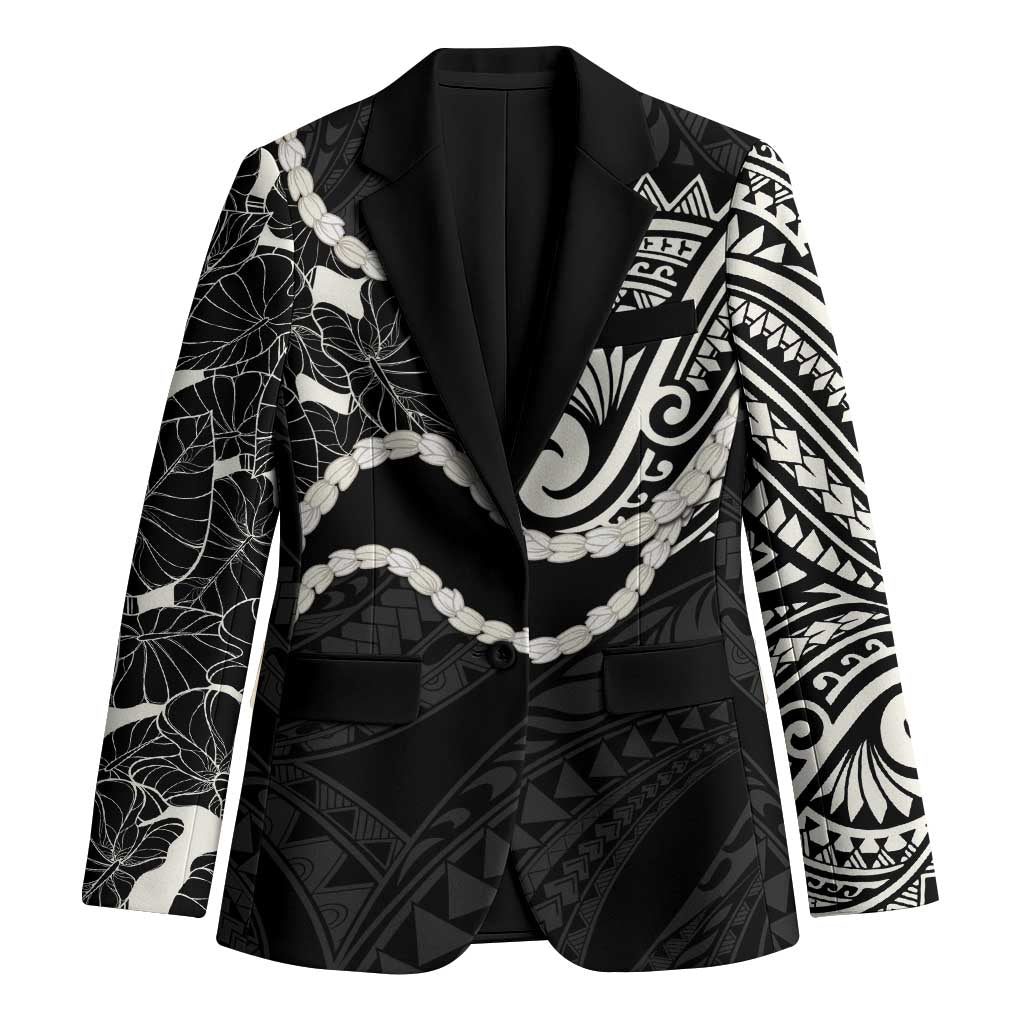 Aloha Hawaii Kalo Pikake Lei Blazer Chest Tattoo Black Hawaiian Pattern LT14 Unisex Black - Polynesian Pride