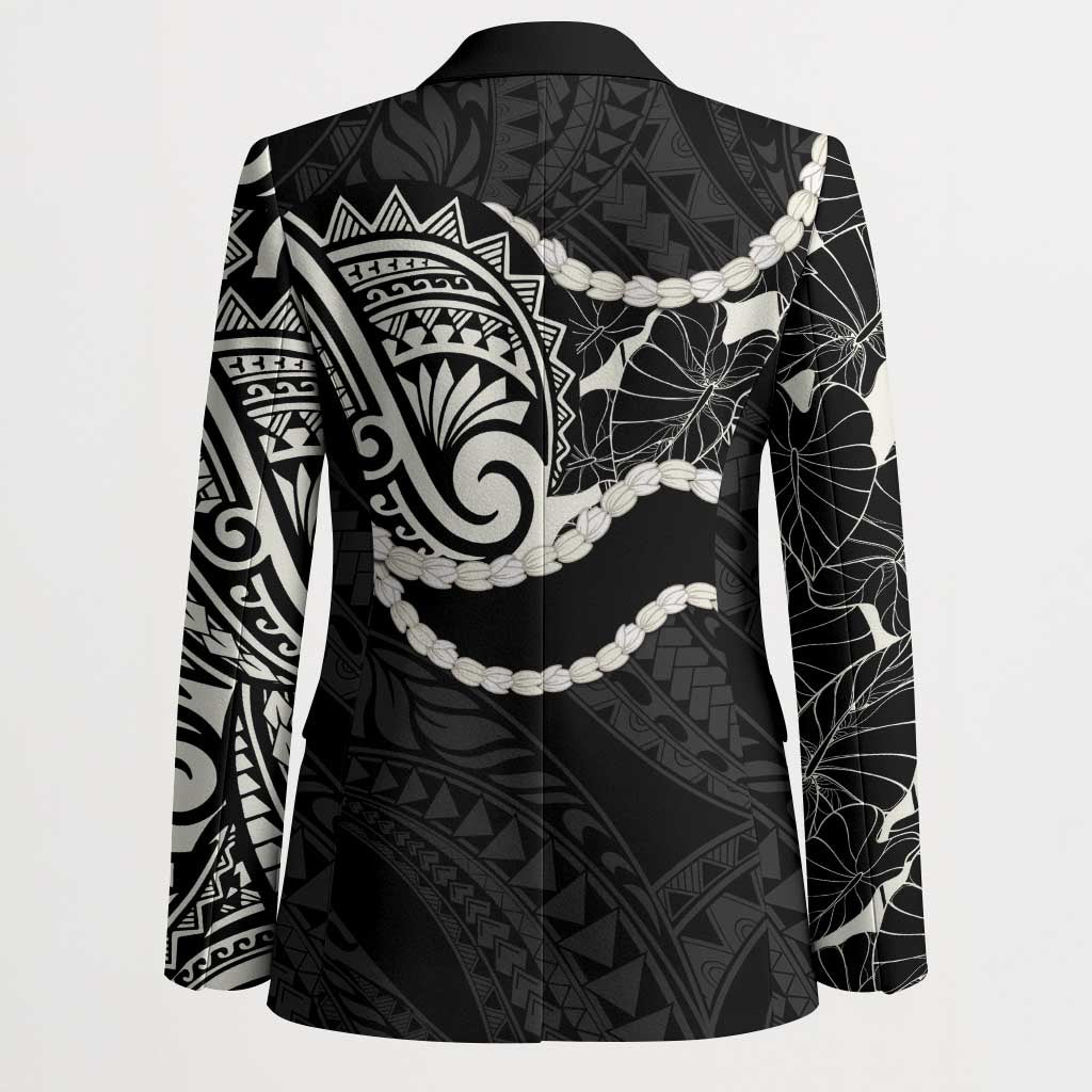 Aloha Hawaii Kalo Pikake Lei Blazer Chest Tattoo Black Hawaiian Pattern LT14 - Polynesian Pride