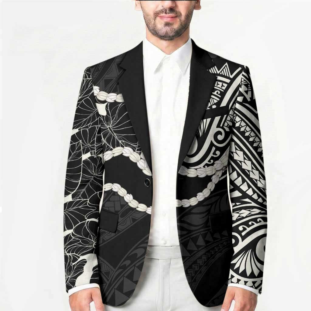 Aloha Hawaii Kalo Pikake Lei Blazer Chest Tattoo Black Hawaiian Pattern LT14 - Polynesian Pride