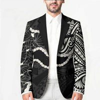 Aloha Hawaii Kalo Pikake Lei Blazer Chest Tattoo Black Hawaiian Pattern LT14 - Polynesian Pride