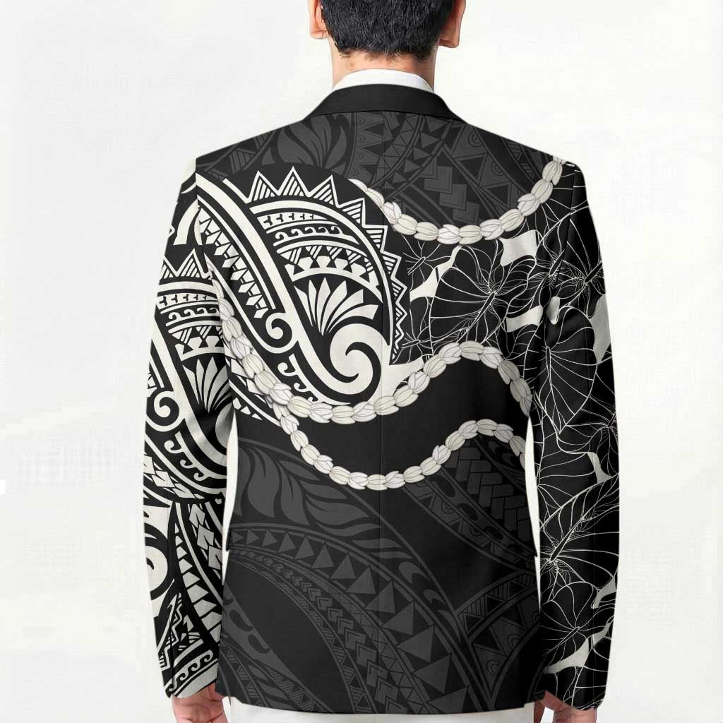 Aloha Hawaii Kalo Pikake Lei Blazer Chest Tattoo Black Hawaiian Pattern LT14 - Polynesian Pride