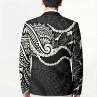 Aloha Hawaii Kalo Pikake Lei Blazer Chest Tattoo Black Hawaiian Pattern LT14 - Polynesian Pride