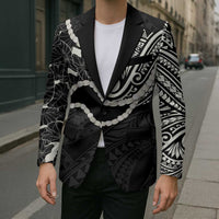 Aloha Hawaii Kalo Pikake Lei Blazer Chest Tattoo Black Hawaiian Pattern LT14 - Polynesian Pride
