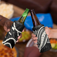 Aloha Hawaii Kalo Pikake Lei 4 in 1 Can Cooler Tumbler Chest Tattoo Black Hawaiian Pattern LT14 - Polynesian Pride