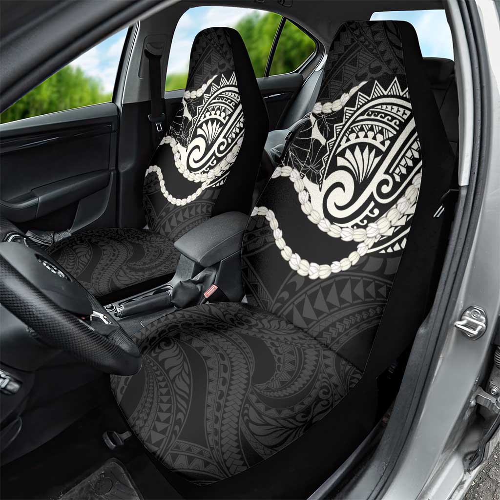 Aloha Hawaii Kalo Pikake Lei Car Seat Cover Chest Tattoo Black Hawaiian Pattern LT14 - Polynesian Pride