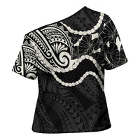Aloha Hawaii Kalo Pikake Lei Cross Shoulder Shirt Chest Tattoo Black Hawaiian Pattern LT14 - Polynesian Pride