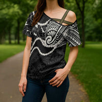 Aloha Hawaii Kalo Pikake Lei Cross Shoulder Shirt Chest Tattoo Black Hawaiian Pattern LT14 - Polynesian Pride
