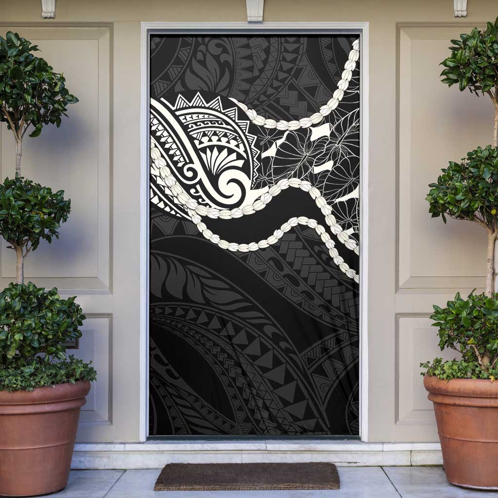 Aloha Hawaii Kalo Pikake Lei Door Cover Chest Tattoo Black Hawaiian Pattern LT14 Black - Polynesian Pride