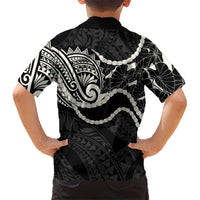 Aloha Hawaii Kalo Pikake Lei Family Matching Mermaid Dress and Hawaiian Shirt Chest Tattoo Black Hawaiian Pattern