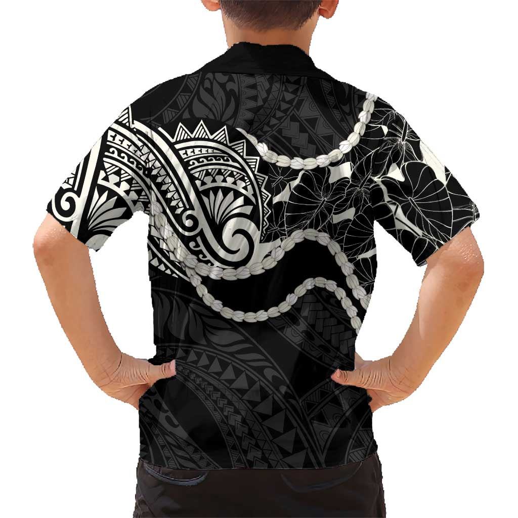 Aloha Hawaii Kalo Pikake Lei Family Matching Puletasi and Hawaiian Shirt Chest Tattoo Black Hawaiian Pattern