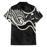 Aloha Hawaii Kalo Pikake Lei Family Matching Puletasi and Hawaiian Shirt Chest Tattoo Black Hawaiian Pattern