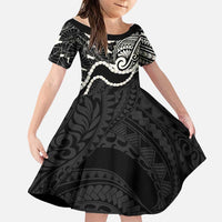 Aloha Hawaii Kalo Pikake Lei Family Matching Tank Maxi Dress and Hawaiian Shirt Chest Tattoo Black Hawaiian Pattern