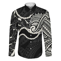 Aloha Hawaii Kalo Pikake Lei Family Matching Tank Maxi Dress and Hawaiian Shirt Chest Tattoo Black Hawaiian Pattern