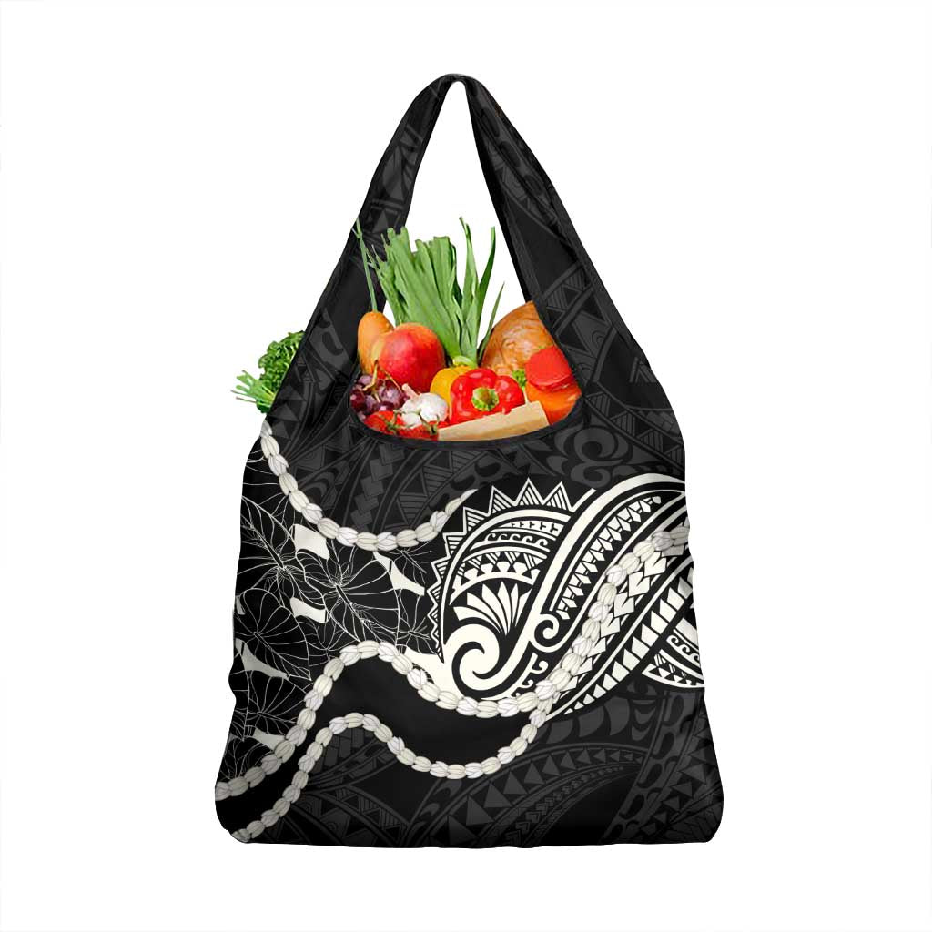 Aloha Hawaii Kalo Pikake Lei Grocery Bag Chest Tattoo Black Hawaiian Pattern LT14 1-pack One Size Black - Polynesian Pride