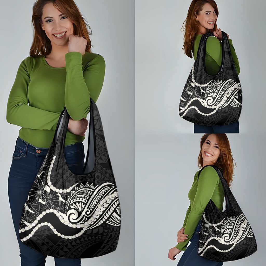 Aloha Hawaii Kalo Pikake Lei Grocery Bag Chest Tattoo Black Hawaiian Pattern LT14 - Polynesian Pride