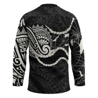 Aloha Hawaii Kalo Pikake Lei Hockey Jersey Chest Tattoo Black Hawaiian Pattern LT14 - Polynesian Pride