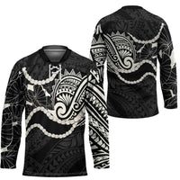 Aloha Hawaii Kalo Pikake Lei Hockey Jersey Chest Tattoo Black Hawaiian Pattern LT14 - Polynesian Pride