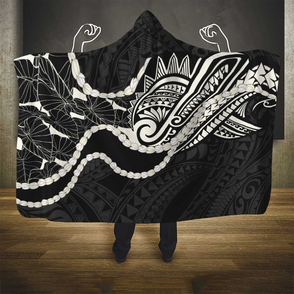 Aloha Hawaii Kalo Pikake Lei Hooded Blanket Chest Tattoo Black Hawaiian Pattern LT14 - Polynesian Pride
