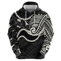 Aloha Hawaii Kalo Pikake Lei Hoodie Chest Tattoo Black Hawaiian Pattern LT14 - Polynesian Pride