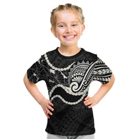 Aloha Hawaii Kalo Pikake Lei Kid T Shirt Chest Tattoo Black Hawaiian Pattern LT14 Black - Polynesian Pride