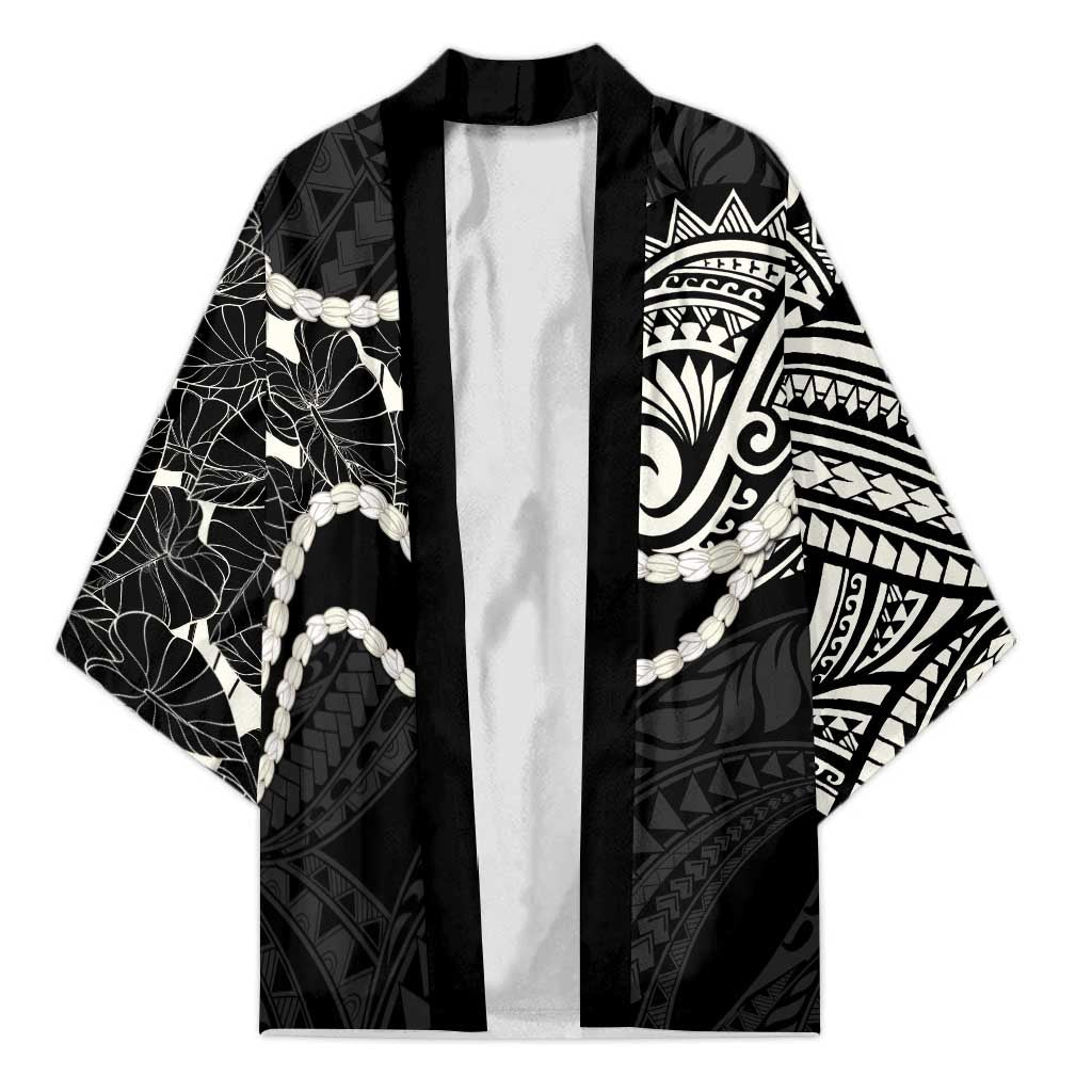Aloha Hawaii Kalo Pikake Lei Kimono Chest Tattoo Black Hawaiian Pattern LT14 Unisex Black - Polynesian Pride