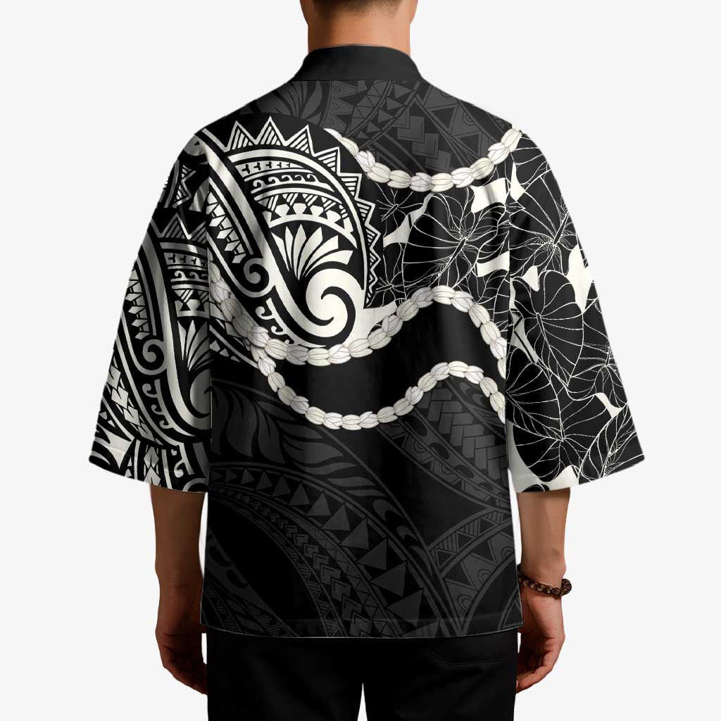 Aloha Hawaii Kalo Pikake Lei Kimono Chest Tattoo Black Hawaiian Pattern LT14 - Polynesian Pride