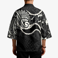 Aloha Hawaii Kalo Pikake Lei Kimono Chest Tattoo Black Hawaiian Pattern LT14 - Polynesian Pride
