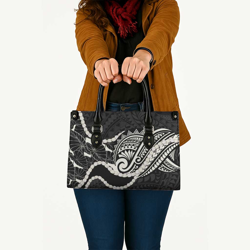 Aloha Hawaii Kalo Pikake Lei Leather Bag Chest Tattoo Black Hawaiian Pattern LT14 - Polynesian Pride